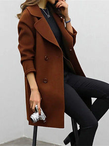 Anna | Damen Chic Klassischer Revers Wintermantel – Braun