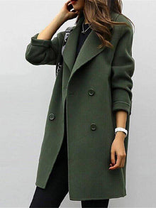 Anna | Damen Chic Klassischer Revers Wintermantel – Olivgrün