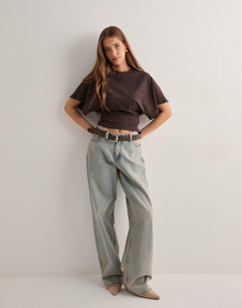 Damen Oversize T-Shirt mit weiten Ärmeln – Braun