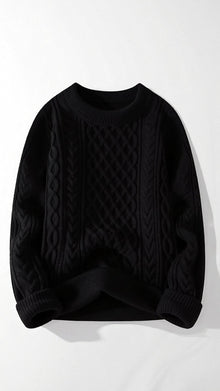Abdal Kabelstrickpullover – Schwarz