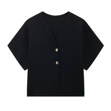 Alba Zweiknopf-Bluse – Schwarz