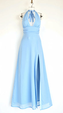 Renzy - Elegantes Halfter-Maxi-Kleid – Blau