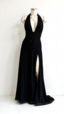 Renzy - Elegantes Halfter-Maxi-Kleid – Schwarz