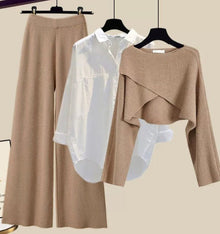 Arabelle Gestricktes 3-Teiliges Set – Khaki