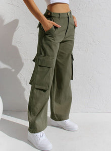 Corrine - Cargohose - Bequemer Schnitt mit weitem Bein – Grün