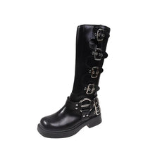 Darcie - Kniehohe Stiefel - Punk Gothic Stil – Schwarz