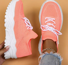 Martina | Damen Trendige Schnür-Sneaker mit klobiger Sohle – Rosa