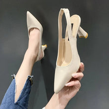 Elissa - Spitz zulaufende Pumps - Slingback Stil – Beige