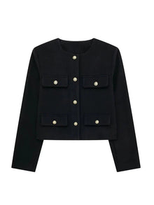 Elsie - Klassischer Tweed-Blazer - Herbstmode – Schwarz