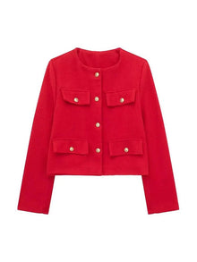 Elsie - Klassischer Tweed-Blazer - Herbstmode – Rot