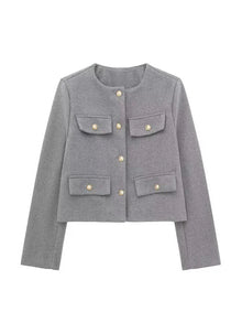 Elsie - Klassischer Tweed-Blazer - Herbstmode – Grau