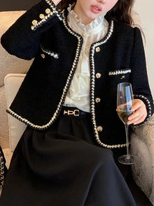 Emelda - Tweed-Blazer - Französischer Vintage-Stil – Schwarz