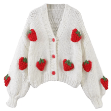 Emeline - Locker gestrickte Strickjacke – Weiß