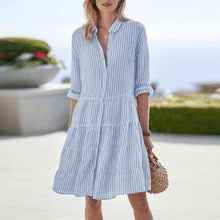 Mariel | Leichtes gestreiftes Kleid – Blau
