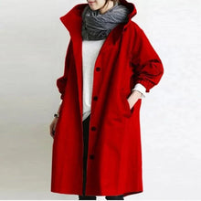 Damen Trenchcoat mit Kapuze – Leichte Übergangsjacke im eleganten Design – Rot