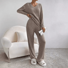 Evangeline - 2-Teiliges Lounge-Set - Rippmuster – Grau