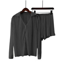 Fenna - Top & Kurze Hose - Stylisches Plissee-Set – Schwarz