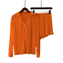 Fenna - Top & Kurze Hose - Stylisches Plissee-Set – Orange