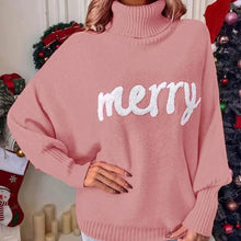 Fionna - Rollkragenpullover - 'Merry' Text Detail – Rosa