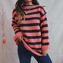 Freya - Strickpullover - Klassische Streifen – Rosa