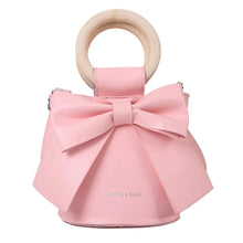 Gretta - Handtasche mit Fliege - Runder Holzgriff – Rosa