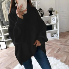 Gwendolyn - Strickrollkragenpullover - Übergroße Passform – Schwarz