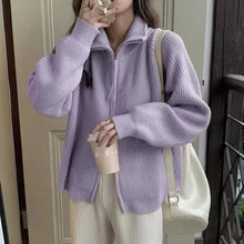Halsey - Strickjacke mit Reißverschluss - Herbst-Outerwear – Lila