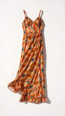 Hanne - Ärmelloses Kleid mit Blumendruck - Frühlingsmode – Orange Rot