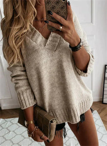 Jacinth - Strickpullover - V-Ausschnitt – Beige