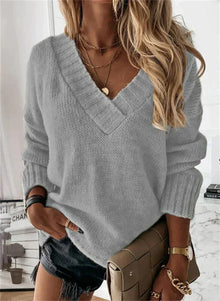 Jacinth - Strickpullover - V-Ausschnitt – Grau