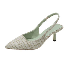 Judith - Spitz Zulaufende Tweed-Absätze - Slingback-Stil – Grün