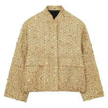 Kesia - Bomberjacke - Lockerer Pailletten-Stil – Gold (Pailletten)