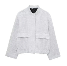 Kesia - Bomberjacke - Lockerer Pailletten-Stil – Silber (Ohne Pailletten)