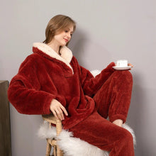 Krista - Pyjama-Set aus dickem Fleece – Rot