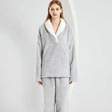 Krista - Pyjama-Set aus dickem Fleece – Grau