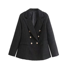 Krizzy - Tweed-Blazer - Zweireihiger Stil – Schwarz