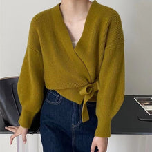 Leighanne - Strickpullover - Wickel-Stil – Olive