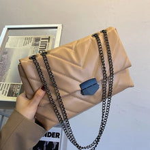 Lilliana - Leder-Umhängetasche - Kettenriemen – Khaki