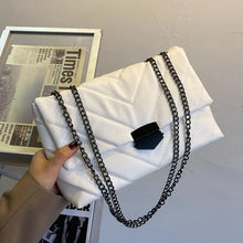 Lilliana - Leder-Umhängetasche - Kettenriemen – Weiß