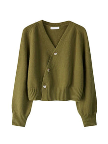 Livvy - Asymmetrische Strickjacke - Gekürzte Passform – Grün