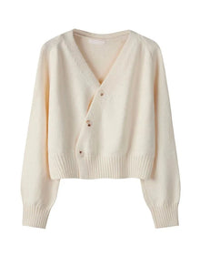 Livvy - Asymmetrische Strickjacke - Gekürzte Passform – Beige