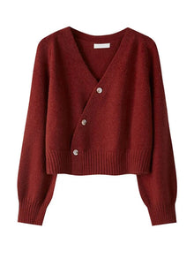 Livvy - Asymmetrische Strickjacke - Gekürzte Passform – Rot