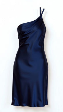 Zeny - Schickes Ein-Schulter Midikleid – Dunkelblau