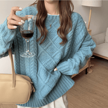 Magnolia - Grobstrickpullover - Zopfmuster – Blau