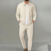 Zaren - Strukturiertes Jacken- und Hosen-Set – Beige