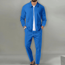 Zaren - Strukturiertes Jacken- und Hosen-Set – Blau