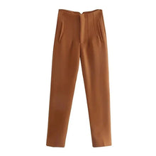 Maryanne - Formelle Cropped-Hose - Hochtaillierter Stil – Braun