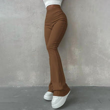 Nancie - Gerippte Schlaghosen - Hohe Taille – Dunkelbraun