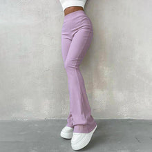 Nancie - Gerippte Schlaghosen - Hohe Taille – Lila
