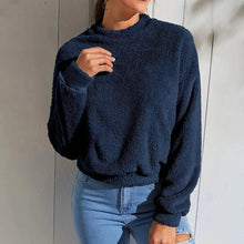 Ovidia - Modischer Fleecepullover – Marineblau